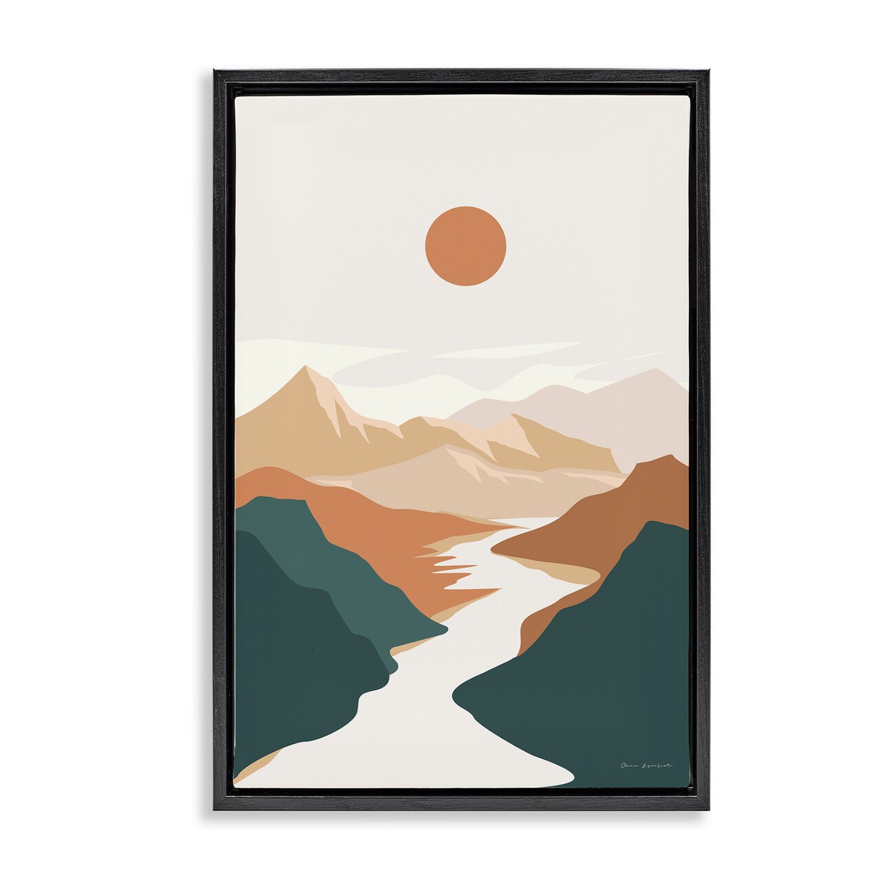 Stupell Industries Boho Mountain Valley Framed Floater Canvas Wall Art Design by Omar Escalante